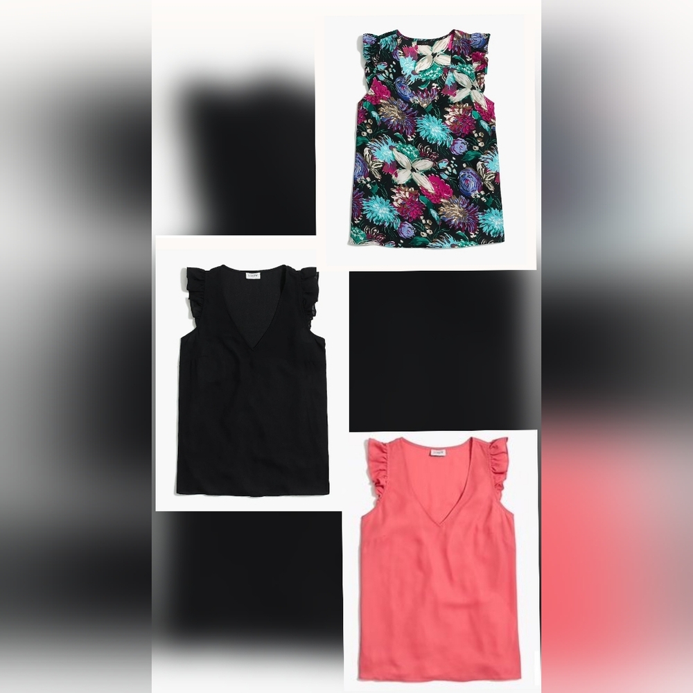 Bundle of Three J. Crew Flutter Sleeve Blouses, Size 2